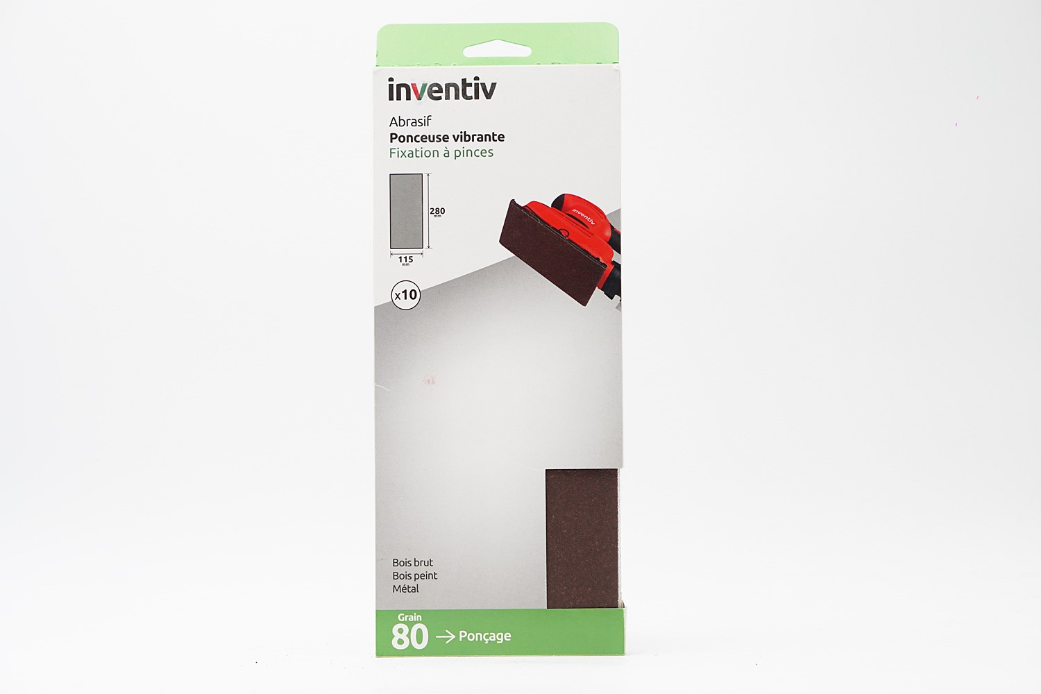 10 Patins non perforé 115x280mm Grain 80 - INVENTIV